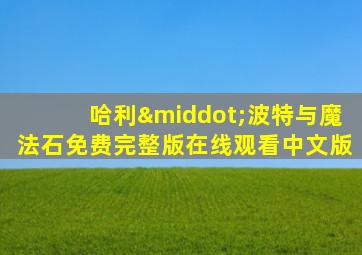 哈利·波特与魔法石免费完整版在线观看中文版